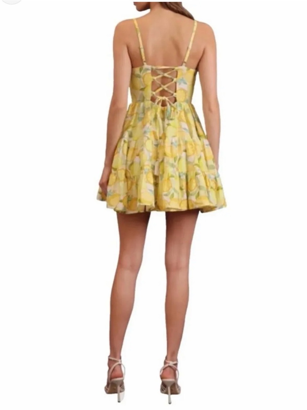 Avec Les Filles Yellow Lemon Print Mini Dress size 2 - Picture 8 of 8